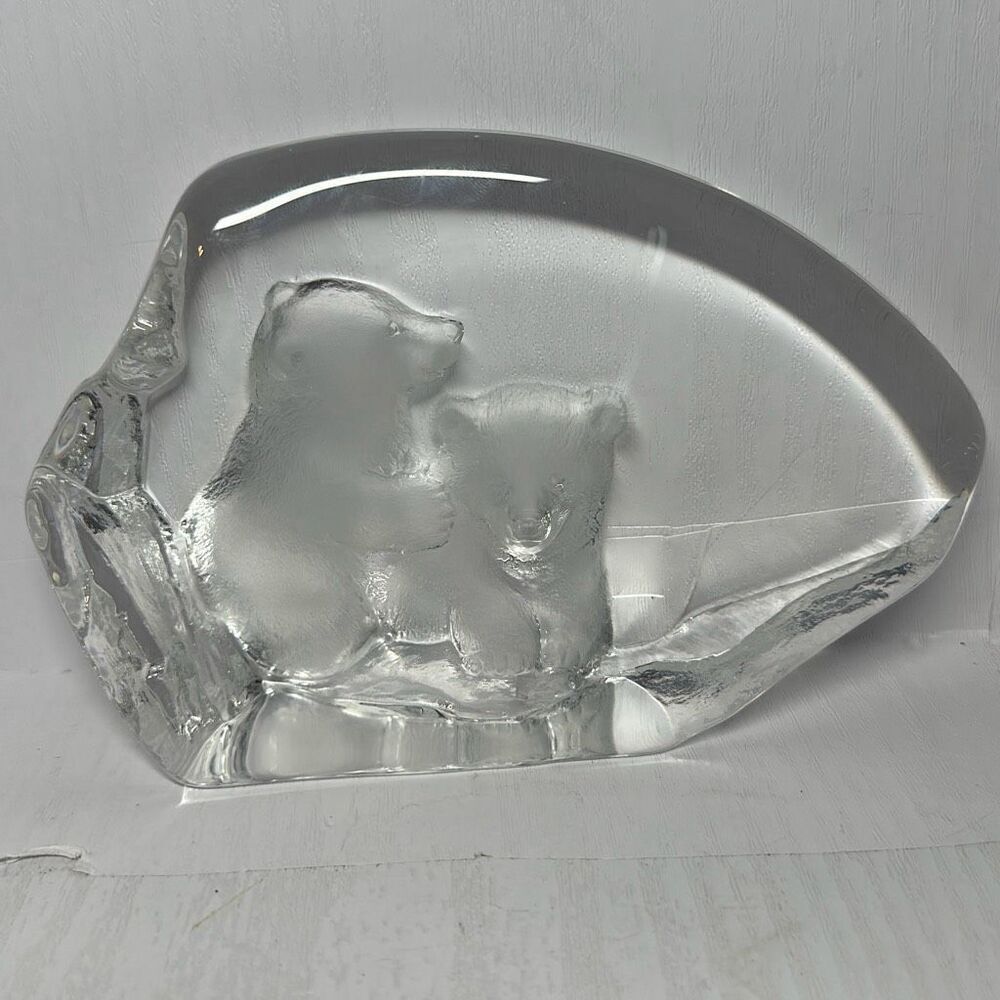 Mats Jonasson Polar Bear‎ Cubs Signed 3714 Paper Weight